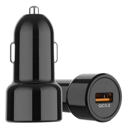 Universal Fireproof Car Phone Charger For Everyday Use - compact black QC3.0 USB car charger with fireproof PC shell for safe daily charging
