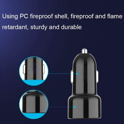 Universal Fireproof Car Phone Charger For Everyday Use - black PC fireproof shell car charger with flame-retardant durable design