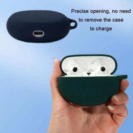 Protective Silicone Cover for OPPO Enco X2 During Daily Activities - dark green slim silicone case showing charging port and earbuds