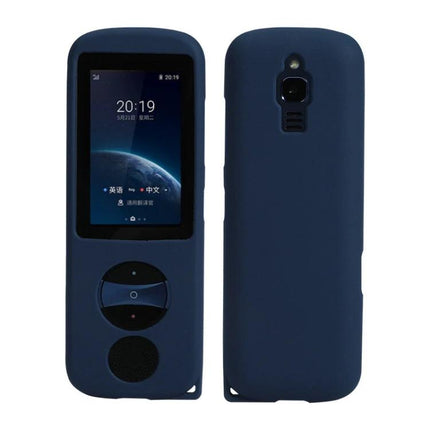 Silicone Case Protects iFLYTEK Translator for Daily Travel navy silicone protective case showing front and back with secure fit for commuters