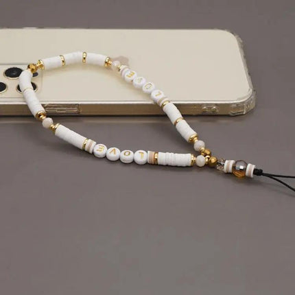 Soft Pottery Geometric Letter Phone Lanyard for Everyday Use
