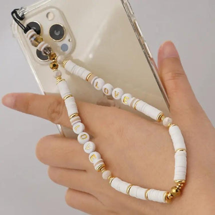 Soft Pottery Geometric Letter Phone Lanyard for Everyday Use