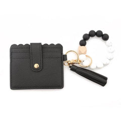 Chic PU Leather Tassel Wallet Bracelet with Keychain