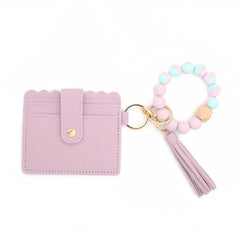 Chic PU Leather Tassel Wallet Bracelet with Keychain