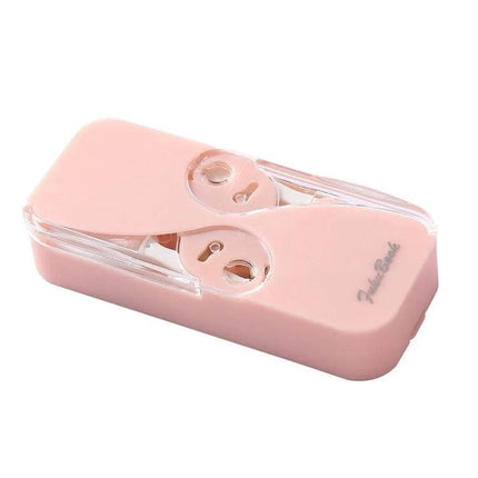 FukuBook Portable Mini Floss Box With Auto Opening And Closing For Daily Use compact pink TPR ABS one-handed dispenser holds 12 floss picks