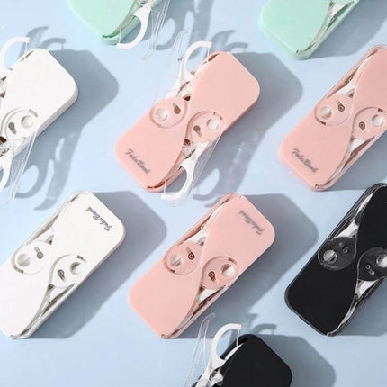 FukuBook Portable Mini Floss Box With Auto Opening And Closing For Daily Use - compact TPR ABS travel floss dispenser, holds up to 12 floss picks