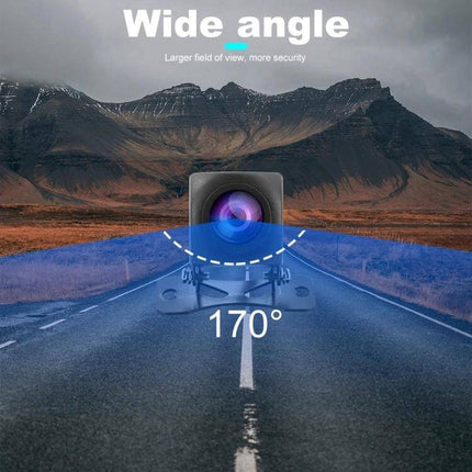 HD Night Vision Backup Camera for Safe Vehicle Reversing showing wide 170° view on highway for clearer low-light reversing up to 15 meters
