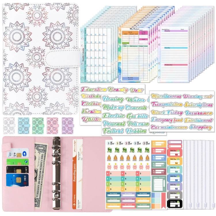 A6 Cash Budget Book Schedule Weekly Plan Monthly Plan Loose-leaf Notepad, White, Pink, Blue, Purple, Green - Syndmart