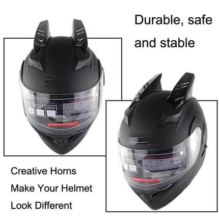 Motorcycle Helmet Horns Black Plastic Decoration For Custom Look - black plastic decorative horns on full-face helmet