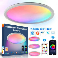 Smart WiFi Bluetooth Remote-Controlled LED Ceiling Light with Adjustable Ambiance