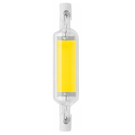 Versatile Glass LED Lamp for Everyday Home Lighting Needs - clear R7S glass LED bulb shown, dimmable warm light for reading and kitchen tasks