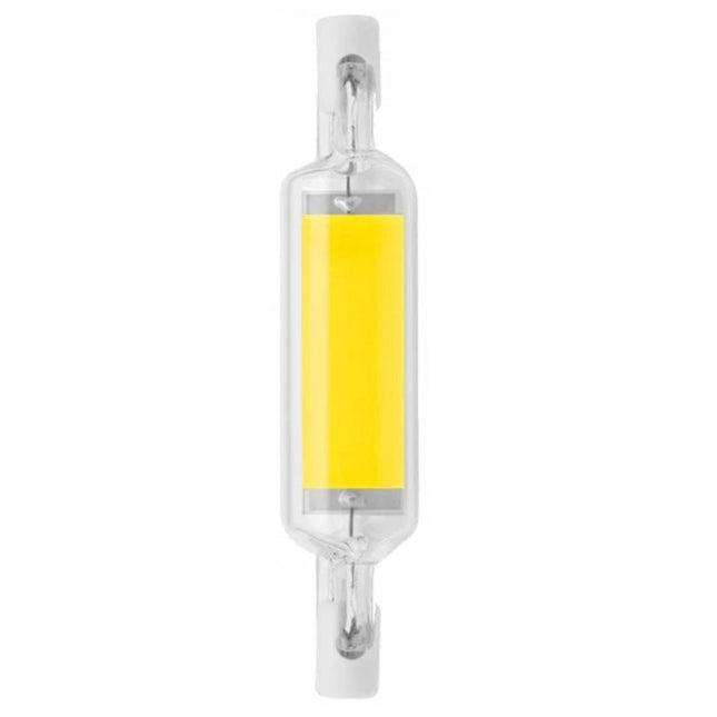 Versatile Glass LED Lamp for Everyday Home Lighting Needs - clear R7S glass LED bulb shown, dimmable warm light for reading and kitchen tasks