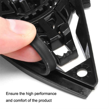 Helmet Lens Base Set for Motorcycle Visor Replacement Kit showing durable black plastic base with finger installing rubber gasket