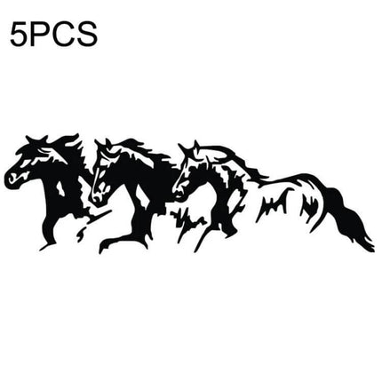 Galloping Horse Design Reflective Car Body Stickers, 5 Pack - black galloping horse silhouette reflective car decals for visibility and style