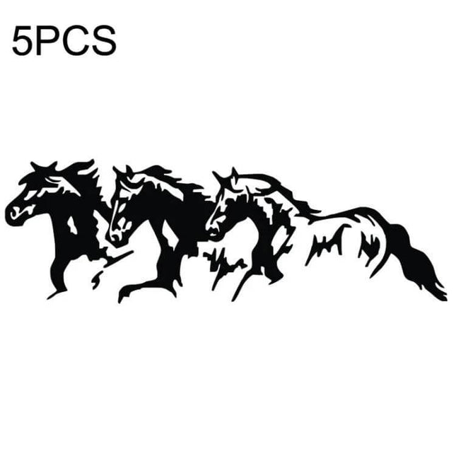 Galloping Horse Design Reflective Car Body Stickers, 5 Pack - black galloping horse silhouette reflective car decals for visibility and style