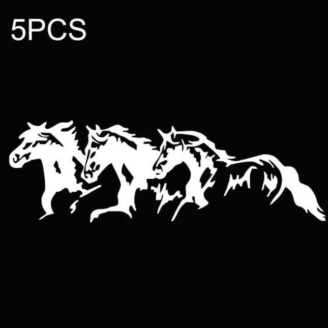 Galloping Horse Design Reflective Car Body Stickers, 5 Pack - white reflective galloping horse decal set for car body visibility