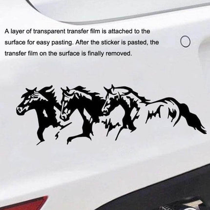 Galloping Horse Design Reflective Car Body Stickers, 5 Pack - black galloping horse silhouette car decal showing three horses on white vehicle