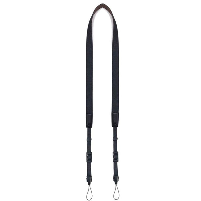 Black Denim Shoulder Strap for Cameras and Telescopes - durable black denim camera and telescope shoulder strap with adjustable length and secure attachment loops