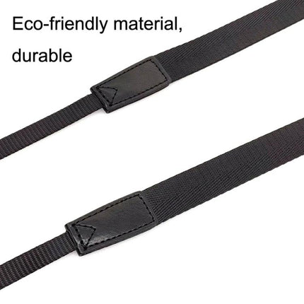 Black Denim Shoulder Strap for Cameras and Telescopes displayed flat showing durable eco-friendly denim material and reinforced stitching
