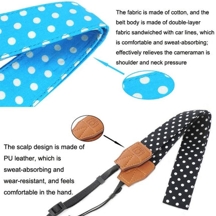 Retro Style Camera Shoulder Strap for Everyday Use - retro polka dot cotton and PU leather strap reducing shoulder and neck strain