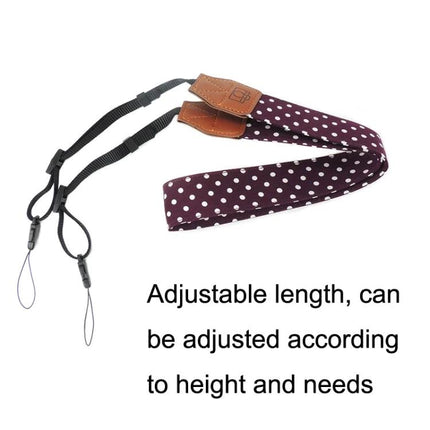 Retro Style Camera Shoulder Strap for Everyday Use – polka dot adjustable artificial leather and cotton camera strap for comfortable weight distribution