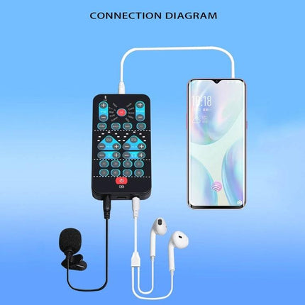 A Versatile Voice Changer for Home Entertainment and Recordings showing connection diagram with mic, earphones and smartphone