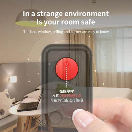 K96 Portable Infrared Detector for Hidden Cameras in Hotels handheld device scanning hotel room for hidden lenses with red indicator light