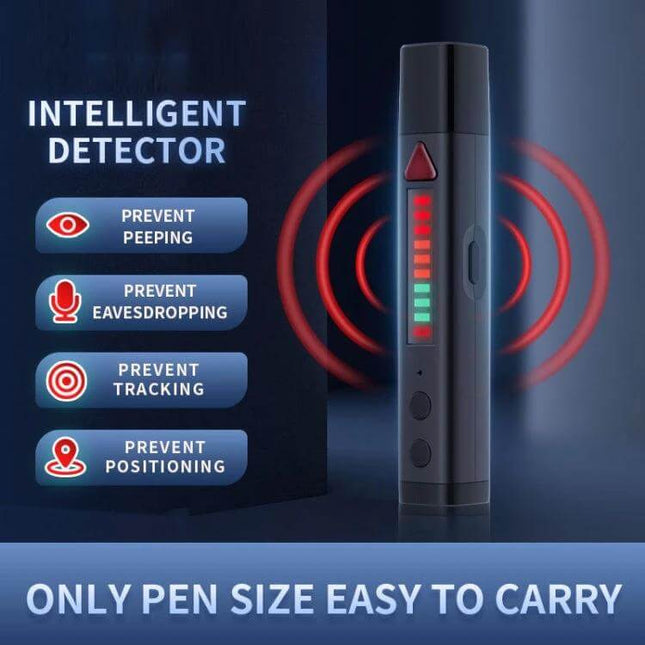 Signal Detection Pen for Hidden Camera Privacy Checks - compact dual-mode pen detector for IR and magnetic signals, ideal for hotel and conference privacy scans