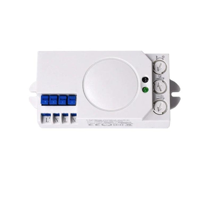 Microwave Radar Sensor Switch for Automatic Lighting Control white motion sensor module with adjustment dials and terminal blocks