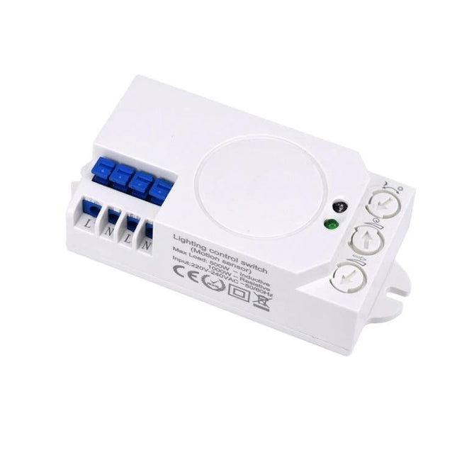 Microwave Radar Sensor Switch for Automatic Lighting Control white compact motion-activated indoor sensor unit