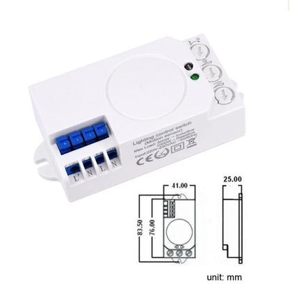 Microwave Radar Sensor Switch for Automatic Lighting Control white indoor motion sensor module with terminals and wiring diagram