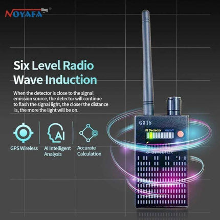 Signal Detector for Anti-Eavesdropping and GPS Tracking Alert handheld RF detector with antenna scanning for hidden bugs and GPS trackers