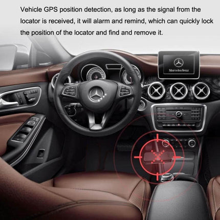 Anti-Candid Camera and Wireless Signal Detector for Privacy Protection scanning a car interior to locate hidden GPS trackers and cameras