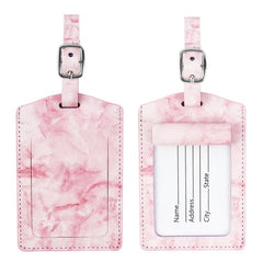 Chic Marble Design PU Leather Travel Luggage Tag with Metal Buckle