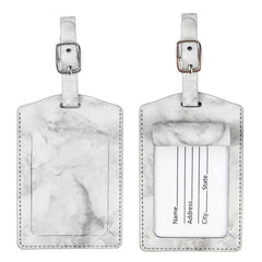 Chic Marble Design PU Leather Travel Luggage Tag with Metal Buckle