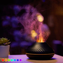 Flame Effect Essential Oil Diffuser with Colorful Night Light and Humidifier Function