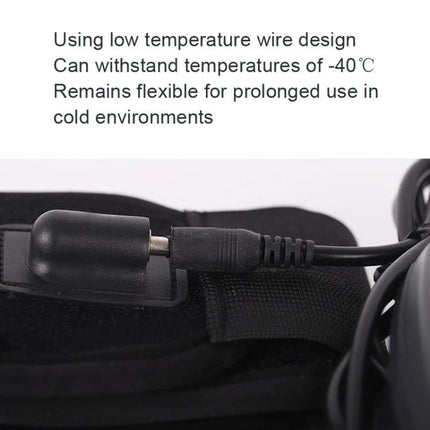 USB-Powered Camera Lens Warmer Belt for Outdoor and Diving Use showing USB 5V connector and low-temperature wire designed for -40°C flexible use