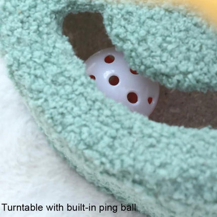 Turntable Cat Scratching Toy for Everyday Home Play - mint green turntable with built-in ping ball for interactive scratching and play