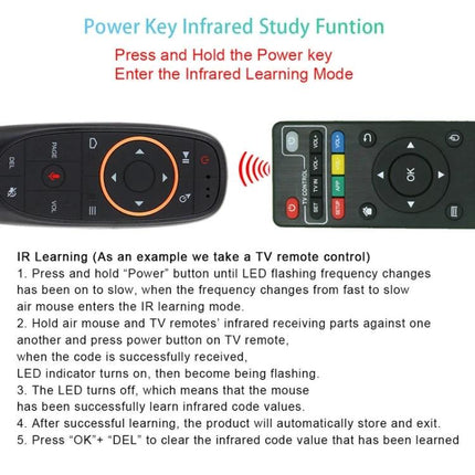 Wireless Voice Remote Control with Learning Function for TVs black ergonomic infrared learning remote demonstrating IR pairing