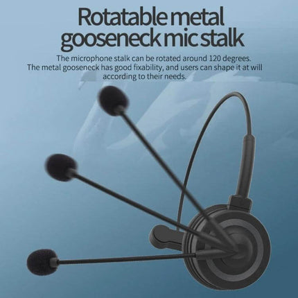 DANYIN Single Ear Bluetooth Headset For Hands Free Office Calls with rotatable metal gooseneck mic stalk for clear office calls