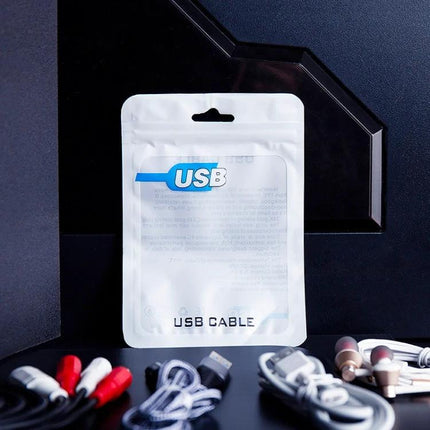 Set of 100 Ziplock Bags for USB Cable Storage, in 7.5x12cm and 10.5x15cm Sizes - clear reusable CPP PET pouch for organizing USB cables and small electronics