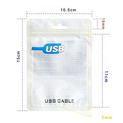 Set of 100 Ziplock Bags for USB Cable Storage, in 7.5x12cm and 10.5x15cm Sizes - clear resealable USB cable storage pouch image