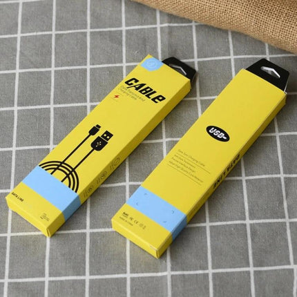Data Cable Storage Boxes, 50-Piece Set in White, Black, Blue, Yellow - yellow cable box packaging displayed on grid surface, pair of boxes