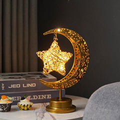 Lámpara de luna de hierro forjado LED, lámpara decorativa, lámpara de mesa para festivales, estilo: