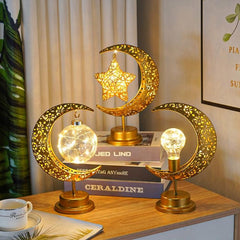 Celestial Elegance: LED Wrought Iron Moon Festival Table Lamp