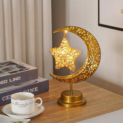 Lámpara de luna de hierro forjado LED, lámpara decorativa, lámpara de mesa para festivales, estilo: