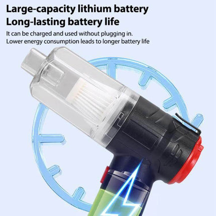 Small Car Blowing And Suction Dual-Purpose Vacuum Cleaner Car And Home handheld cordless unit showing clear dust container and lithium battery indicator