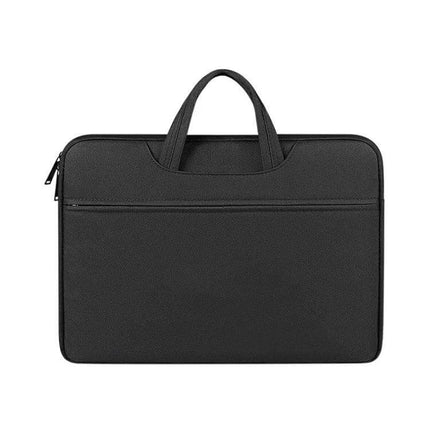 Waterproof Shock-Absorbing Laptop Handbag with Large Capacity - black 15.6" polyester briefcase with handles and front pocket