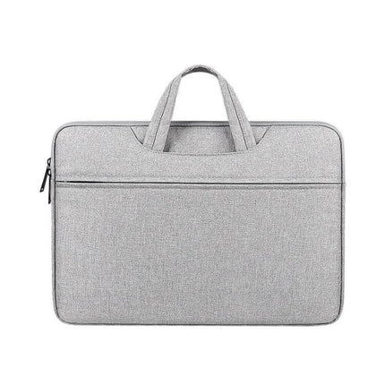Waterproof Shock-Absorbing Laptop Handbag with Large Capacity light gray polyester laptop bag with handles and front pocket