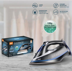 Ceramic Soleplate Electric Iron with Three-Speed Temperature Control, EU Plug